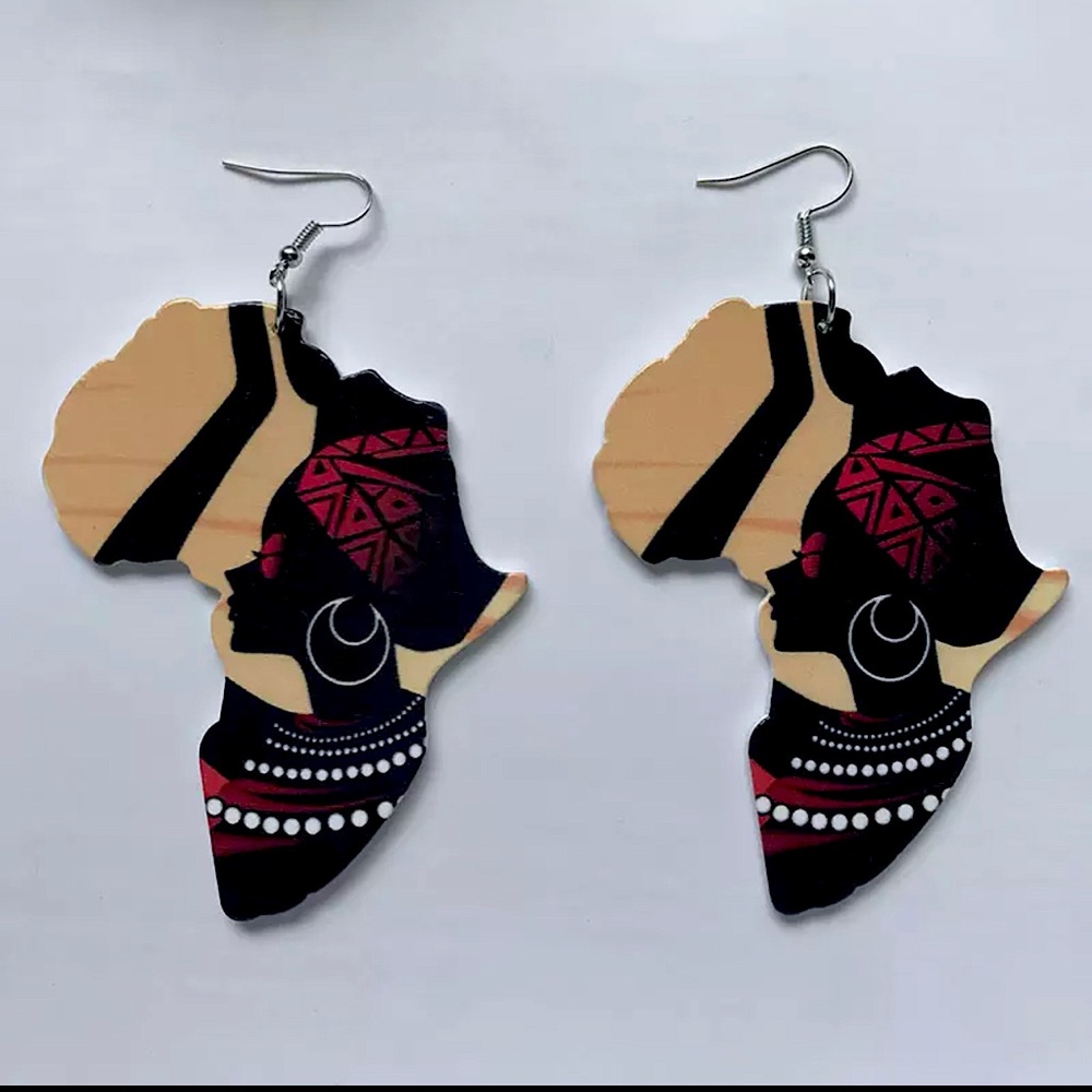 African Queen Wooden Earrings